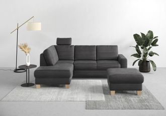 HOME AFFAIRE Ecksofa »Summer L-Form« mit Ottomane, wahlweise mit Bettfunktion und Bettkasten, Cord-Bezug