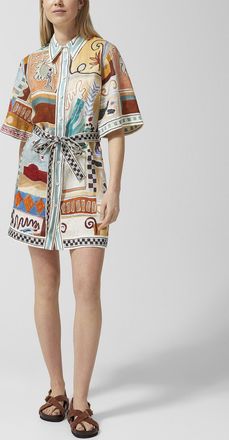 Alemais Womens Painted shapes pure linen shirtdress