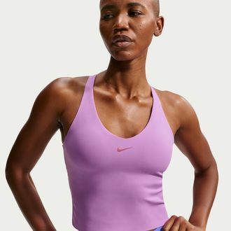 Nike Womens Universa -Support Padded Sports Bra Tank Top in Purple | IF0950-503