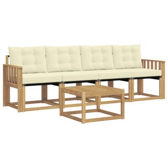 vidaXL Conjunto De Sof&aacute;s De Exterior Con Coj&iacute;n 5 Pcs Blanco Y Crema Vidaxl