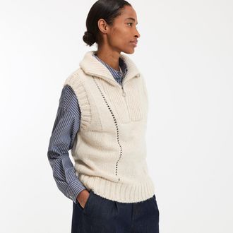 La Redoute Collections Trui zonder mouwen met schipperskraag, grof tricot