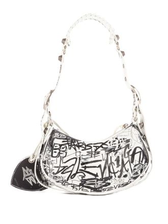Balenciaga Borsa a spalla Le Cagole Graffiti - Bianco
