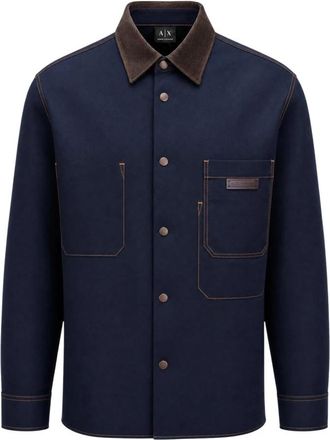 A|X Armani Exchange Lange mouwen shirt - Heren - Casual Overhemden - Blauw - M - Katoen - Overhemden