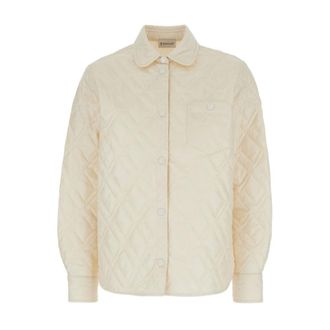 Moncler Light Jackets, female, Beige, XS, Diamond-Quilted Padded Shirt Jacket