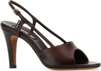 Miu Miu Womens Chocolate Leather Sandals Moro Sandali