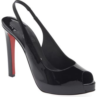 Christian Louboutin Lady Fanny Slingback Pump in B439 Black/Lin Black at Nordstrom, Size 10.5Us