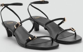 Mango Sandali tacco kitten fibbie nero - Donna - 35 - MANGO