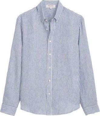 Alex Mill Mill Stripe Linen Button-Down Shirt in Blue /White at Nordstrom, Size Xx-Large