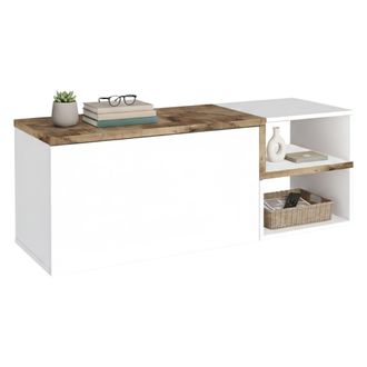 Dmora Muebles De Entrada Ddarmia, Entrada Multifunci&oacute;n Moderna, Mueble Multiusos Para Atrio, 100% Made In Italy, Cm 120x40h54, Blanco Brillo Y Arce - Dmora