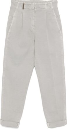 PESERICO tapered gabardine trousers - women - Cotton/Spandex/Elastane/Cotton - 48 - Grey