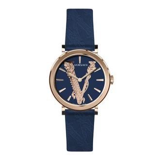 Versace Horloges - Dames - Horloges - Blauw - ONE Size - Leer - Accessoires