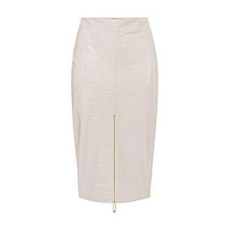 Elisabetta Franchi Dames, Rokken, Beige, Maat: S Leer