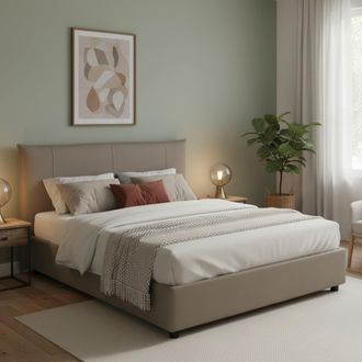 Dmora Dmora - Cama Matrimonial Dmerten, Cama Contenedor Con Revestimiento De Tela, 100% Made In Italy, Apertura Frontal, Adecuado Para Colch&oacute;n Cm 160x200, T