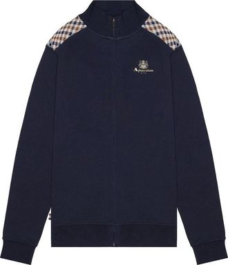 Aquascutum Sweatshirt met volledige rits - Heren - Vesten met rits - Blauw - S - Katoen - Hoodies & sweatvesten