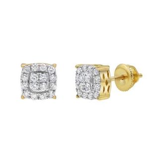 LuvMyJewelry Rounded Square 14K Yellow Gold Diamond Earrings - 0.31ct. at Nordstrom