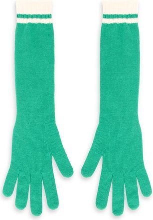 Alberta Ferretti Lange handschoenen van wol en kasjmier - Dames - Handschoenen - Groen - S - Wol - Accessoires