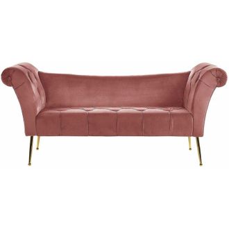Beliani Beliani - Chaise Longue in Velluto Rosa e Gambe Dorate in Metallo Stile Retró Nantilly