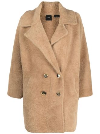 Pinko double-breasted faux-fur coat - women - Polyamide - L - Brown