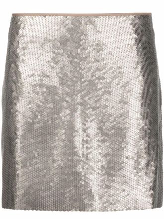 Brunello Cucinelli sequin-embellished mini skirt - women - Acetate/Polyester - 46 - Green