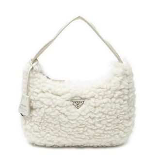 Prada Mini Shearling Zip Hobo schoudertas