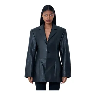 Alexander Wang Alexander Wang, Blazers, female, Black, Size: L Leather Single-Breasted Blazer