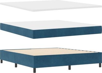 vidaXL Vidaxl - Box Spring Bed with Mattress Dark blue 180 x 200 cm Velvet