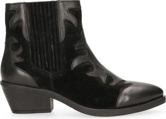Maruti Tessy Leren Enkellaarsjes - Dames - Cowboylaarzen - Zwart - 39 EU - Leer - Schoenen