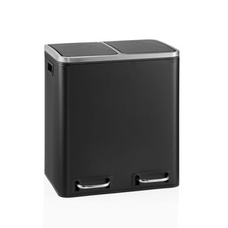 hjh OFFICE Cubo de basura de acero de 30 litros negro