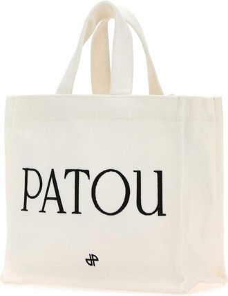 Patou Womens Logo-Embroidered Canvas Tote White Cotton