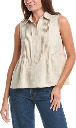 Max Studio Front Pleat Peplum Shirt