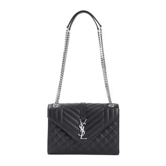 Saint Laurent Black YSL Logo Shoulder Bag