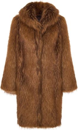 Cesare Gaspari Faux Fur Shearling Jassen - Dames - Jassen - Bruin - S - Denim - Jassen