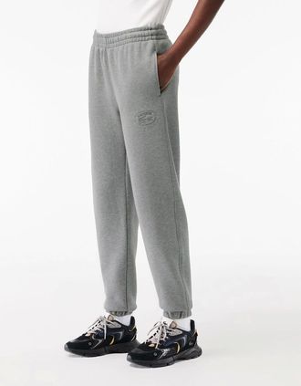 Lacoste Womens Straight Leg Embroidered Sweatpants - Grey - Size: 14