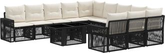 vidaXL Conjunto De Sof&aacute;s De Jard&iacute;n 12 Uds. Negro Y Blanco Crema Vidaxl