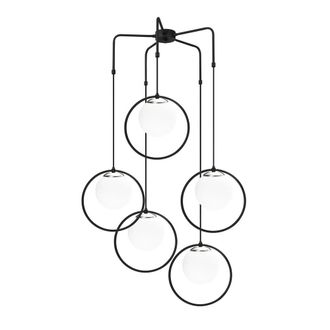 Wonderlamp L&aacute;mpara techo techo 5 luces negro forma de aro con esfera de cristal