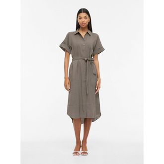 Vila Midi-jurk met korte mouwen en riem