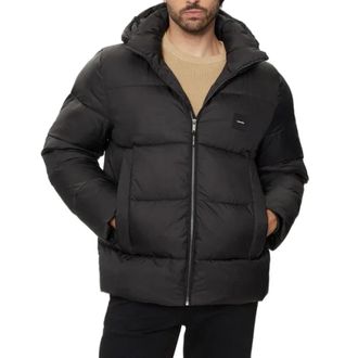 Calvin Klein Winter Jackets, male, Black, Size: S Hooded Quilt Puffer