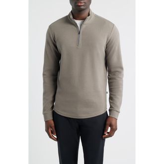 Swannies Luke Cotton Blend Performance Quarter Zip Pullover in Driftwood at Nordstrom, Size Large