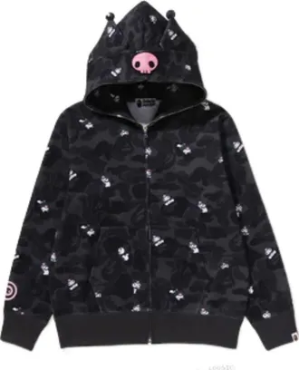 A Bathing Ape (WMNS) A Bathing Ape x Kuromi Camo Full Zip Hoodie Black 1M23-215-901