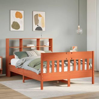 Berkfield Home Bed Frame without Mattress Wax Brown 135x190 cm Double Solid Wood Pine