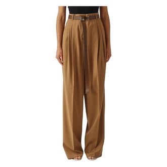 Max Mara Dames, Broeken, Bruin, Maat: M Wol