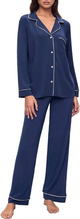 Eberjey Gisele Long Pajamas in Navy/white at Nordstrom, Size X-Small
