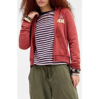 BDG Graphic Appliqu&eacute; Zip Front Sweatshirt in Red at Nordstrom, Size X-Large