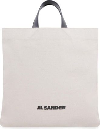 Jil Sander Tassen, Heren, Beige, ONE Size, Leer, Canvas Tote Bag