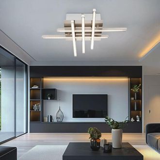 Globo Lighting Plafoniera dimmerabile da soggiorno moderna plafoniera argento, LED 30W 1900Lm bianco caldo, LxLxH 40x40x8 cm