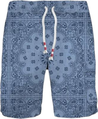 MC2 Saint Barth Marseille Chambray Bandanna Round 61 - Heren - Strandmode - Blauw - L - Linnen - Badmode
