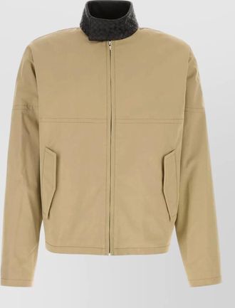 Bottega Veneta cotton jacket contrast woven collar pockets