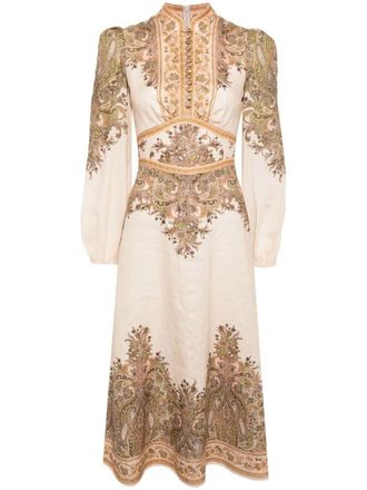 Zimmermann Natura midi dress - women - Linen/Flax/Ramie - 1 - Neutrals