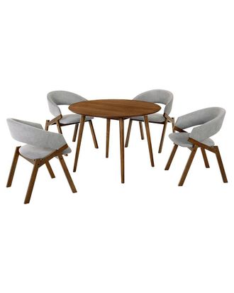 Armen Living Arcadia And Talulah 42In Round Wood 5Pc Dining Set