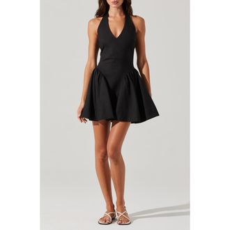 ASTR the Label Meana Cotton Blend Halter Minidress in Black at Nordstrom Rack, Size Medium